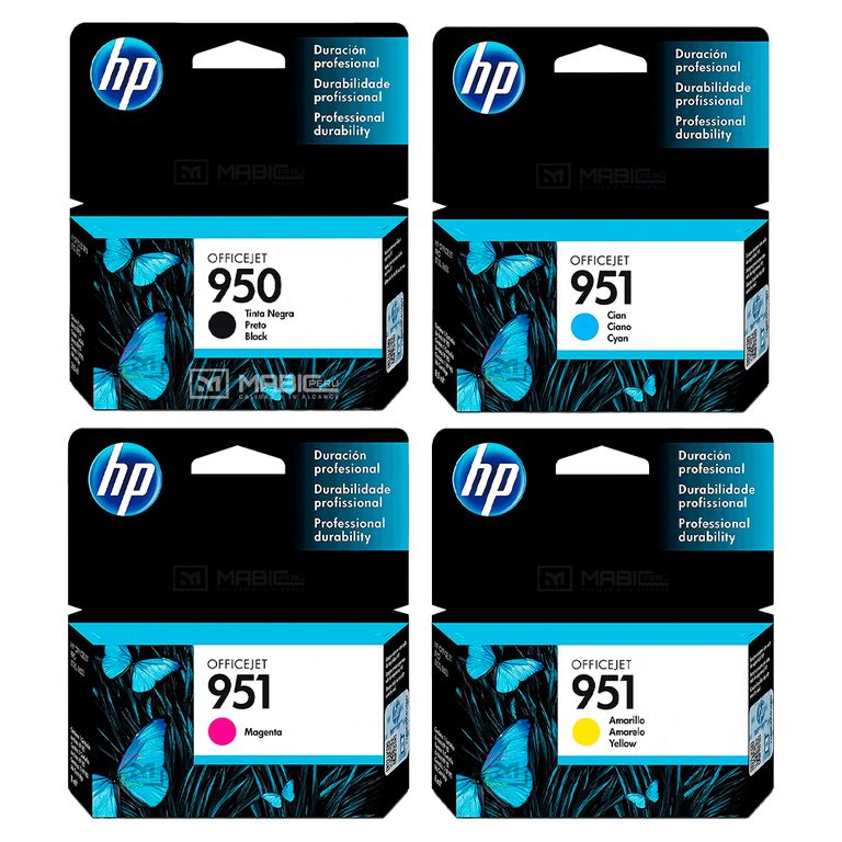 Pack Tinta 950, 951 Negro Cian Magenta Amarillo OfficeJet 8100, 8600. 8610 Original