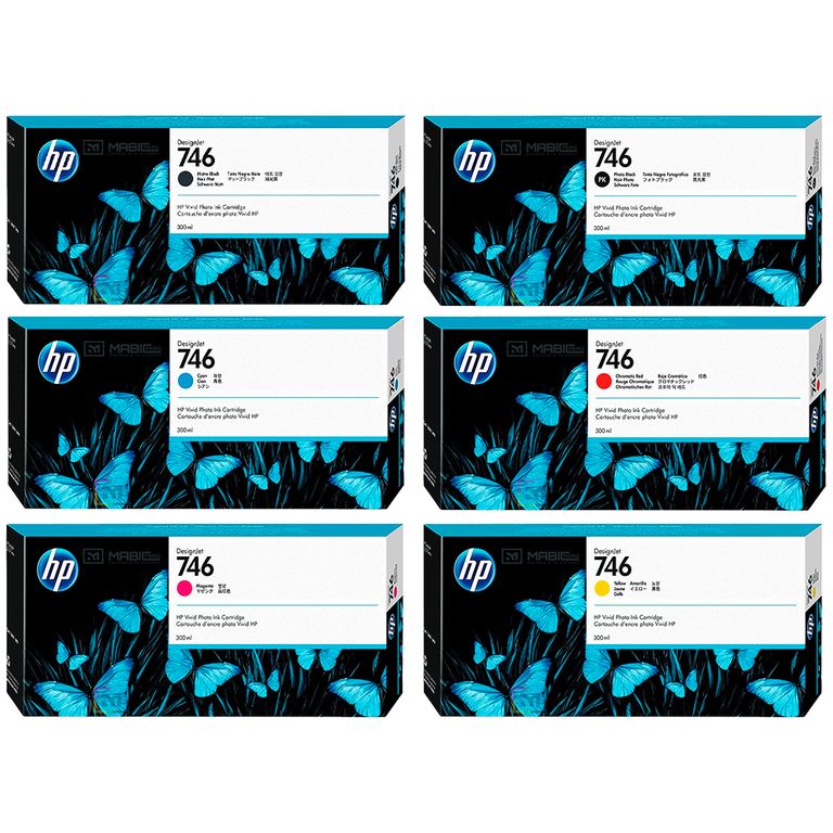 Pack 6 Tinta 746 DesignJet Z6, Z9 Original - 300ml