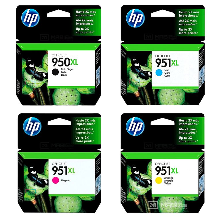 Kit Tinta 950XL 951XL Negro Cian Magenta Amarillo OfficeJet 8100, 8600. 8610 Original