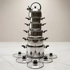 FACUSA - Juego de Ollas con Tetera Acero Inoxidable