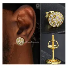 LA TIENDA 88 JOYAS Y ACCESORIOS - La Tienda 88 - Aretes Unisex Hombre Hip Hop Circular bañado en oro de 18k - Amarillo