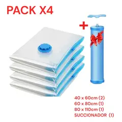 GENERICO - BOLSAS AL VACIO PACK X4 MAS SUCCIONADOR DE AIRE