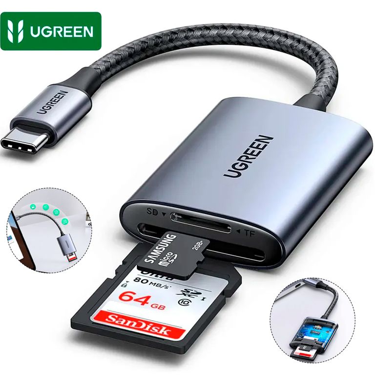 Lector de Tarjetas USB-C CM401 2 en 1 SD MicroSD 5Gbps