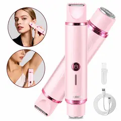 OEM - Depiladora Mujer 2 En 1 Recargable USB Afeitadora Corporal Y Facial Portátil Rosa