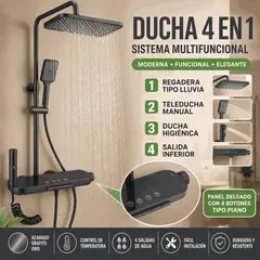 GENERICO - Ducha Multifuncional 4 en 1 de acero inoxidable con grifo