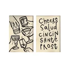 VATYERTY - Set of 2 De Arte Mural Retro Cheers Wine