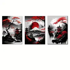 VATYERTY - Set of 3 De Lienzo De Paisaje Natural Japonés Sin Marco