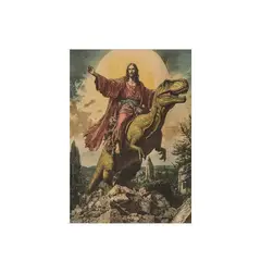 VATYERTY - 1 Pieza De Póster En Lienzo, Póster De Jesús Montando Un Dinosaurio