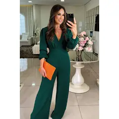 ARMA TU LOOK - ENTERIZO VALERIA ESCOTE V MANGA LARGA PANTALON PALAZZO