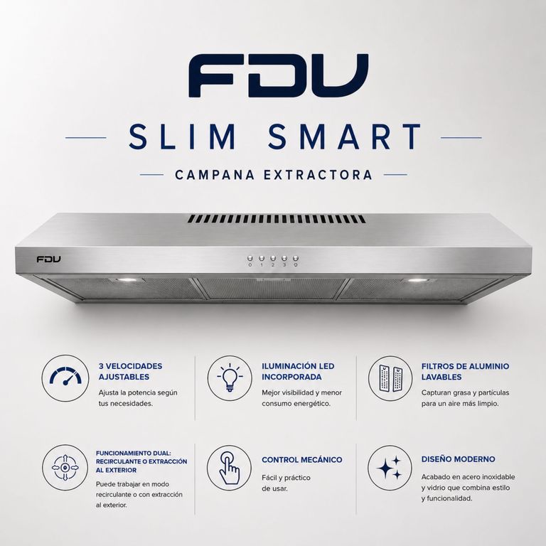 Campana Extractora Slim Smart 90 cm