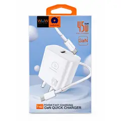 WUW - Cargador Con Cable carga rapida 45W GaN