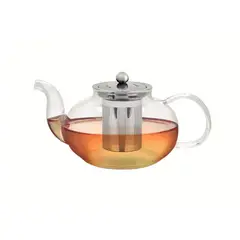 TRAMONTINA - Tetera Para Te De Vidrio Y Acero Inoxidable Con Infusor De 1L