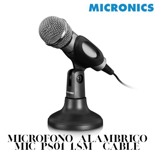 Micrófono Alámbrico Erudito MIC P801 con Pedestal Jack 3.5 mm para PC y Laptop Cable 1.8 m