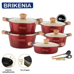 GENERICO - Juego De Ollas Brikenia 10 Piezas Recubrimiento Antiadherente Color Aleatorio
