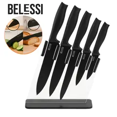 Belessi - Set de Cuchillos x5 con Mango Soft Touch + Organizador Acrílico