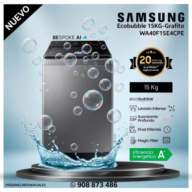 Lavadora 15Kg WA40F15E4CPE EcoBubble Gris Grafito - Modelo Nuevo