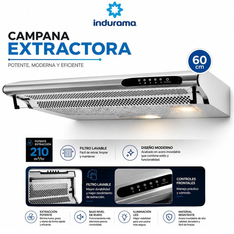 Campana Extractora CEI-602CRP 3 Velocidades Silver