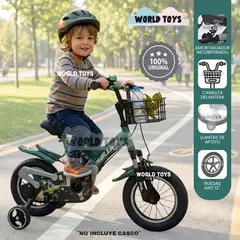 Velox - Bicicleta para Niño Aro 12 «PHILLIPS KIDS» con Canasta Green