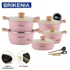 GENERICO - Juego De Ollas Brikenia 10 Piezas Estilo granito Color Aleatorio