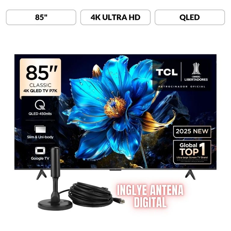 Televisor QLED 85 UHD 4K HDR10+ 85P7K GOOGLE TV-Control por voz manos libres