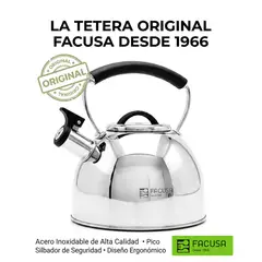 FACUSA - Tetera 2.5 L Acero Inoxidable Silbadora Essential