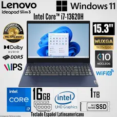 LENOVO - Laptop IdeaPad Slim 3 15IRH10 Intel Core i7-13620H 16GB RAM 1TB SSD 15.3" WUXGA - 83K100NALM