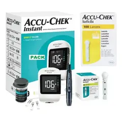 ACCU CHEK - TRIO ACCUCHEK INSTANT MEDIDOR DE GLUCOSA, 10 TIRAS Y 10 LANCETAS