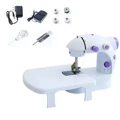 GENERICO - MINI MAQUINA DE COSER PORTATIL CON MESITA Y PEDAL A CORRIENTE O PILA