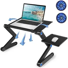 VARIOS - MESA PLEGABLE PORTA LAPTOPS COOLER 2 VENTILADORES 1 PORTA MOUSE COLOR NEGRO