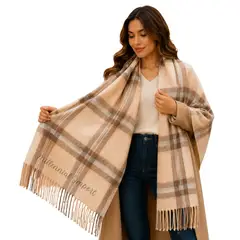 GENERICO - Pashmina a Cuadros Diseño Moderno Abrigado Maxi Bufanda 185cm x 72cm