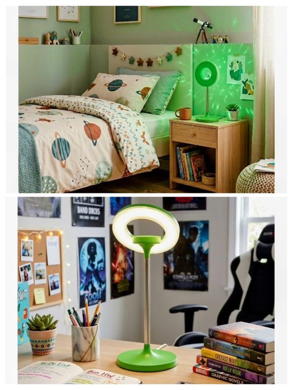 LAMPARA DE ESCRITORIO LED INFANTIL MODELO OVNI COLOR VERDE NUEVA TENDENCIA EUROPEA