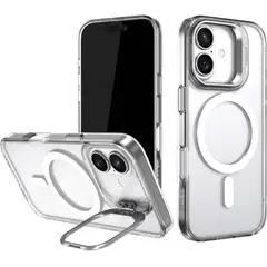 GENERICO - Case IPhone 16 con Parante de Camara Transparente con Magsafe Blanco
