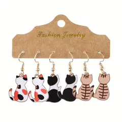 GENERICO - ARETES PARA MUJER - 3PACK SILUETA GATOS