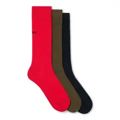 BOSS - Paquete de tres pares de calcetines de largo estándar con logos