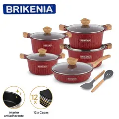 GENERICO - Juego De Ollas Brikenia 10 Piezas Tapas de Vidrio Templado Color Aleatorio