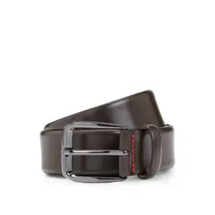 BOSS - Correa de piel italiana con hebilla de la marca