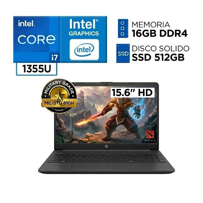 Laptop Intel Core i7 1355U RAM 16GB SSD 512GB 250 G10 13va Gen 15.6" HD