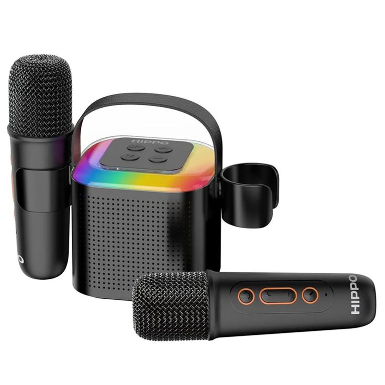 Parlante Bluetooth Karaoke Hippo 5W con Dos Microfonos