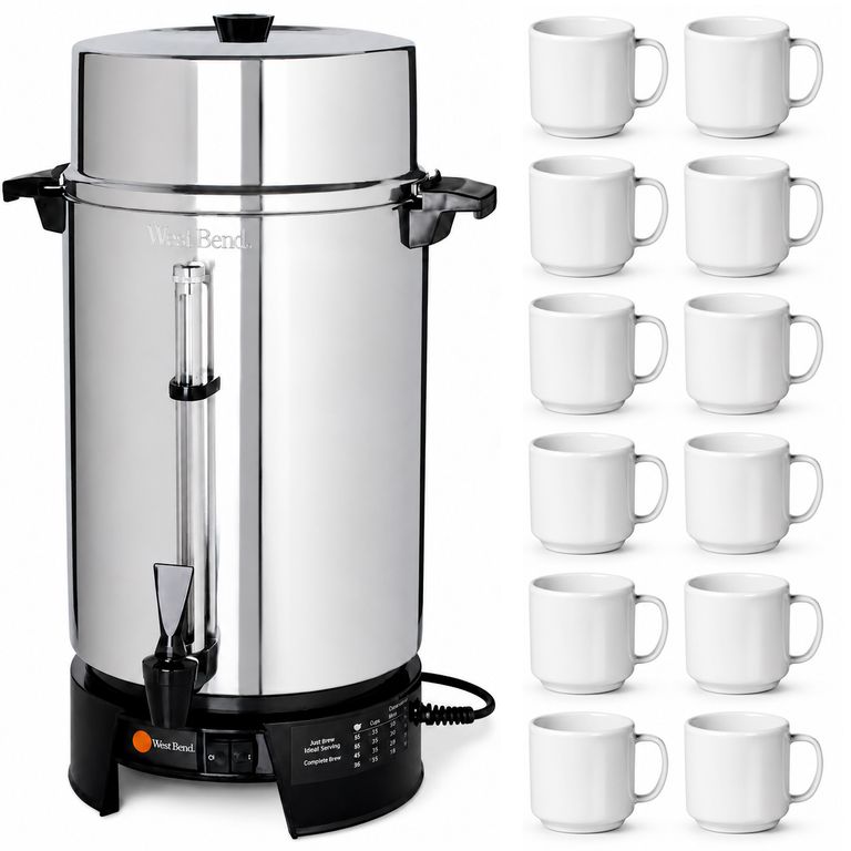 Cafetera Westbend para Café Pasado De 16.3 litros + 12 Tazas Melamine Thunder Group