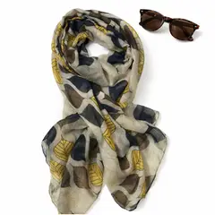 MAGE DISTRIBUTION - Bufanda Pañoleta Chalina Pashmina Hojas Marrón o Beige