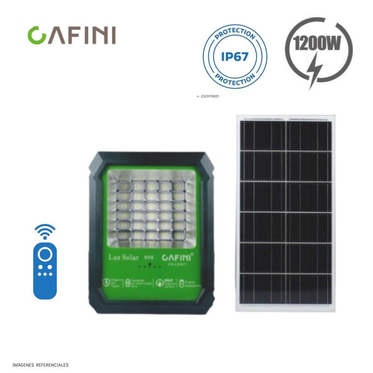 Reflector Solar LED 1200W Resistente al Agua IP67 con Panel Solar
