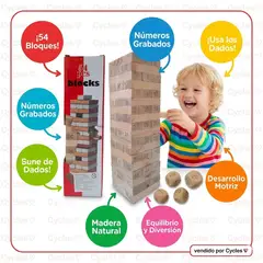 GENERICO - Tower Challenge 54 Jenga Numérico de Madera Pro