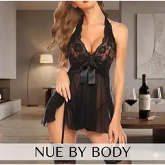 GENERICO - Babydoll Elegante de Encaje Premium y Tul Americano - NUE BY BODY
