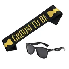 GENERICO - Set de banda y lentes para el novio despedida de soltero groom to be