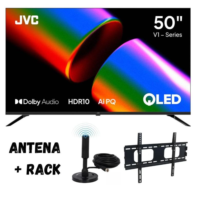 Televisor Smart TV 50 JVC UHD 4K LT-50KM758 + Ant + Rack Fijo