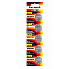 PANASONIC - Batería CR2450 3V Tipo Moneda Blister 5 Unidades Original