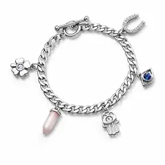 Esika - Hermosa y Linda Pulsera MISTIC CHAIN Baño de Plata y cristales - Amuletos Amor Suerte Protección