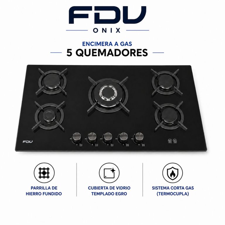Encimera Onix 90 cm 5 Quemadores GLP