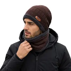 GENERICO - Gorro Chullo con Bufanda de lana y felpa para Invierno Unisex