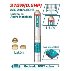 GENERICO - Bomba Sumergible para Pozo 4pulgada 0. 5HP Acero Inoxidable Incluye Control TWP53706-5